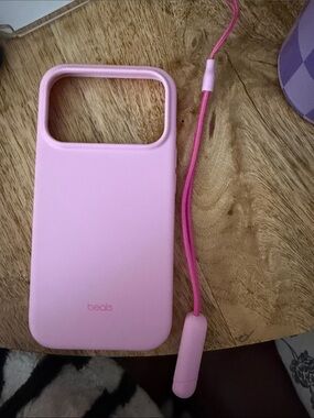 Beats by Dre Pink Silicone Phone Case with Matching Wrist Strap